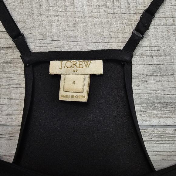 J Crew Black Sheer Racerback Camisole Tank Top Womens 6 Flowy Relaxed Fit V-Neck - Picture 6 of 8